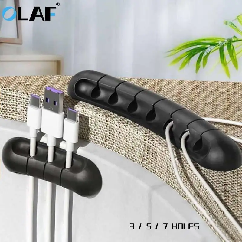 OLAF-organizador de cables de silicona, soporte Micro USB tipo C, organizador de escritorio para ratón, teclado, auriculares, organizador de cables