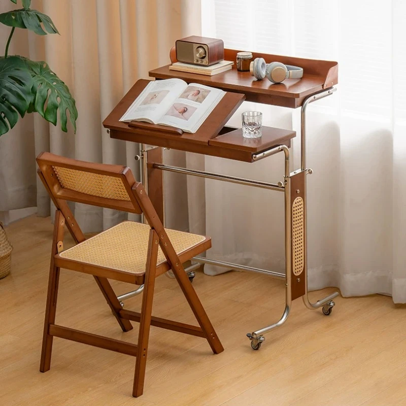 Height Adjustable Computer Desk Multifunctional Bedside Workstation Space Saving Writing Table for Small Bedroom Working Desks