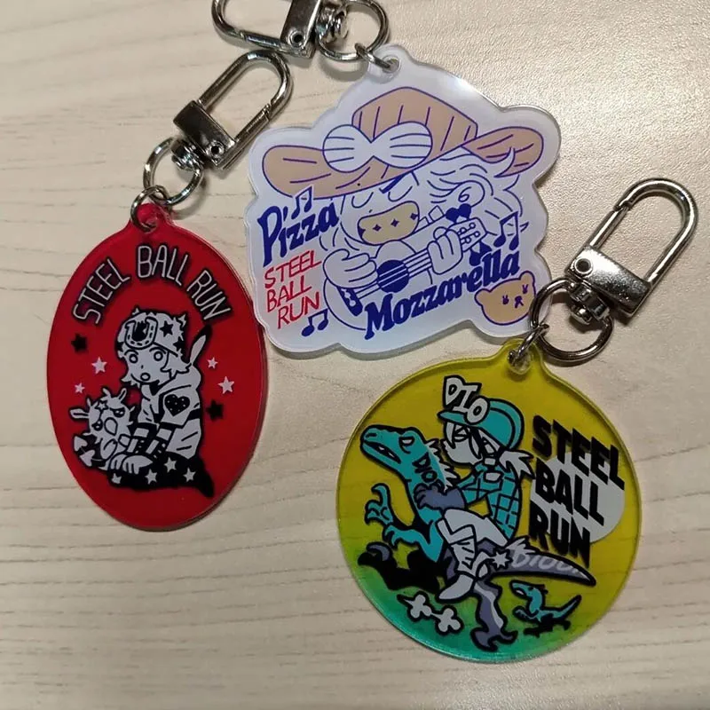 LLavero de Cosplay de Anime STEEL BALL RUN SBR, colgante acrílico, llavero, adorno Kawaii, 3 unids/set, accesorios para bolso