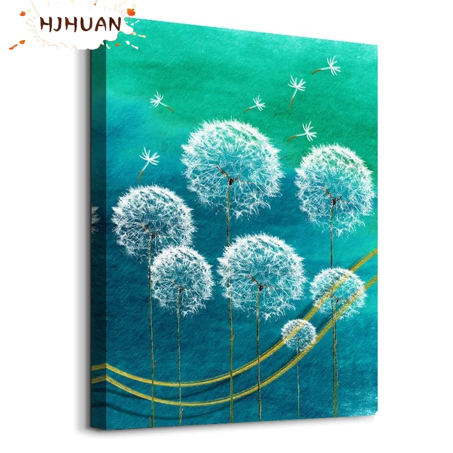 3D Diy blue abstract white dandelion flower full drill Diamond Painting Art Diamond Picture Mosaic Gift Home Wall Decoration