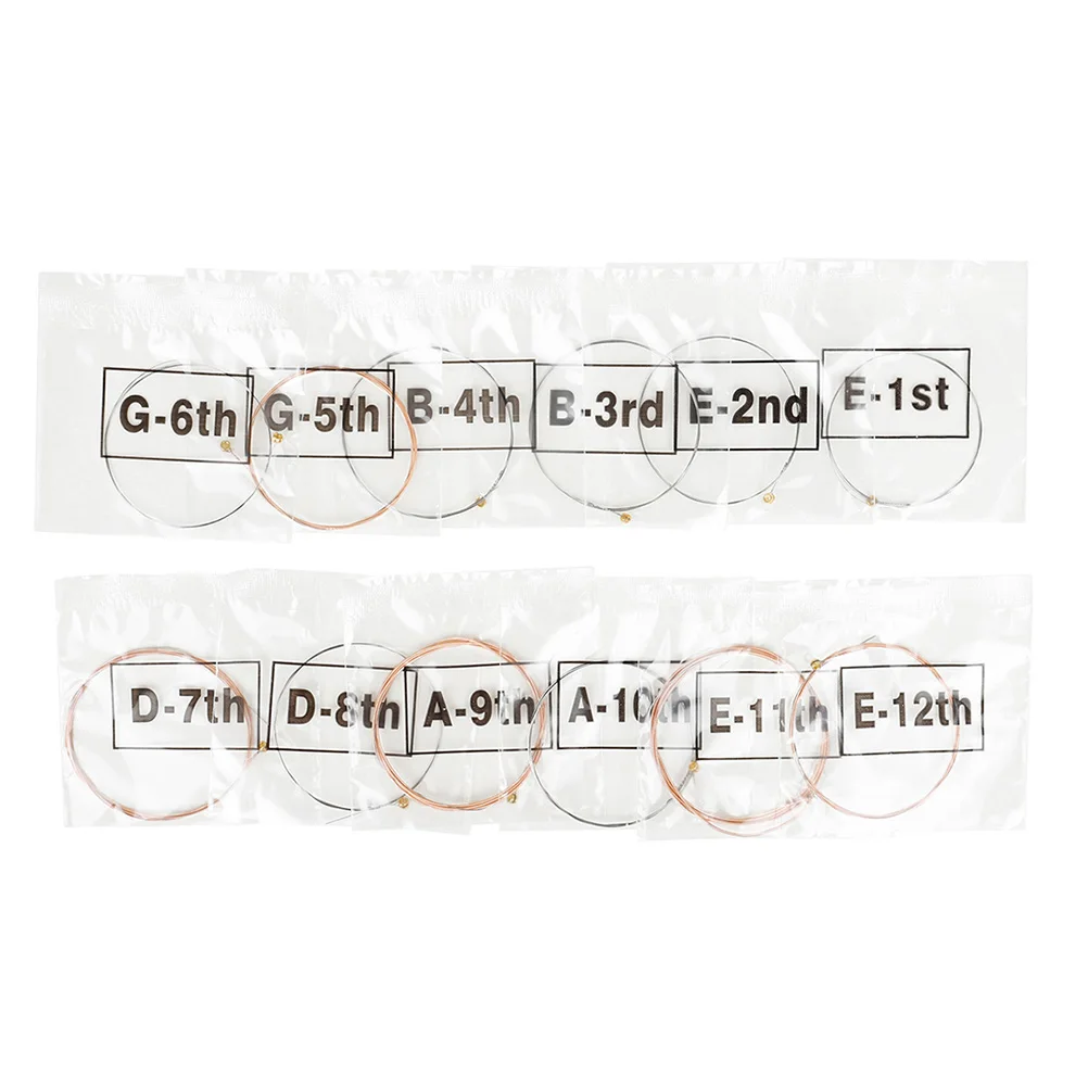 

12pcs Bronze Guitar Strings Durable Replacement for Acoustic Folk Guitar Resonant Tension Tested Metal Strings Music