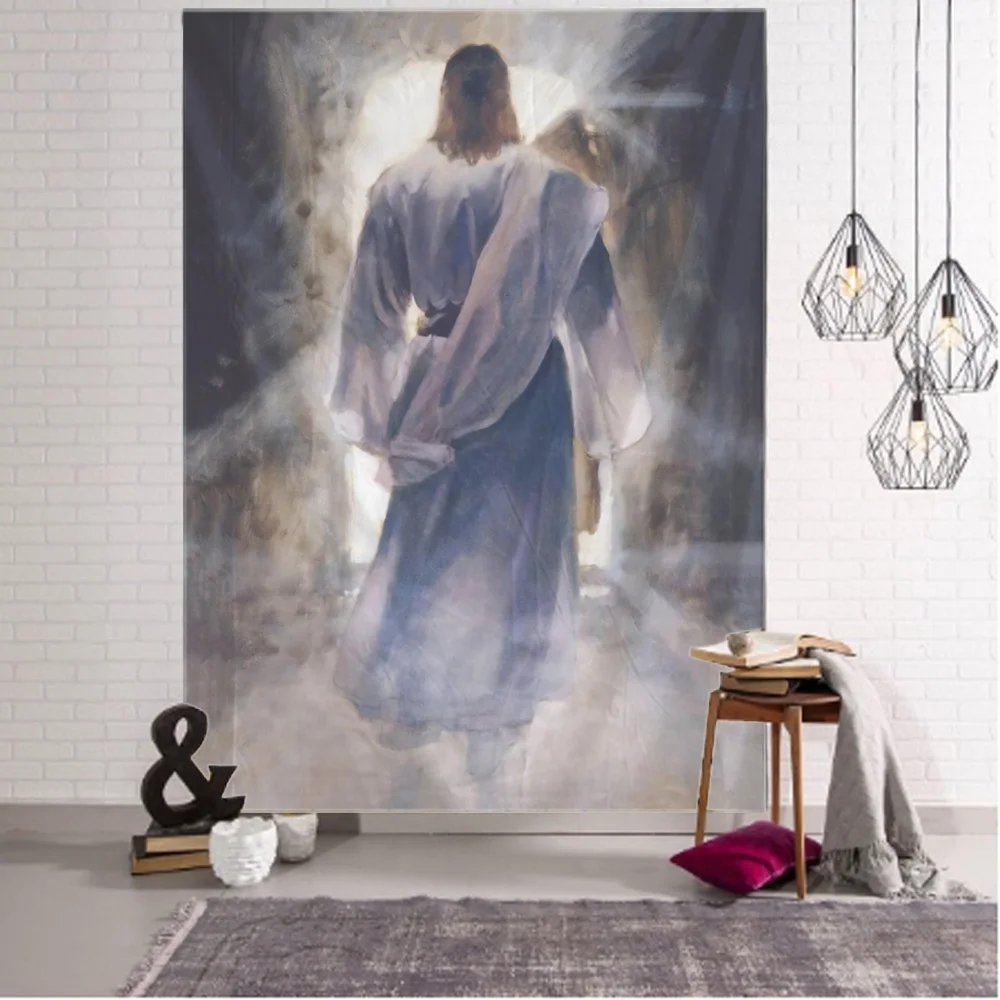 Jesus art tapestry, Christ wall hanging wallpaper, fun memory tapestry, bedroom aesthetic decoration, tapestry, home decoration