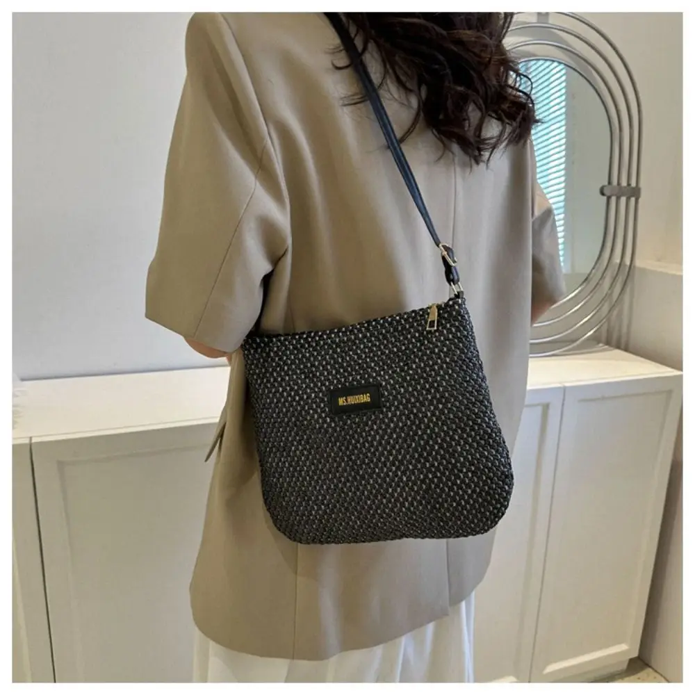 Ladies Fashion Summer Straw Crossbody Bag Women Beach Holiday Shopping Woven Shoulder Handbag Messenger Purses for Women Bags