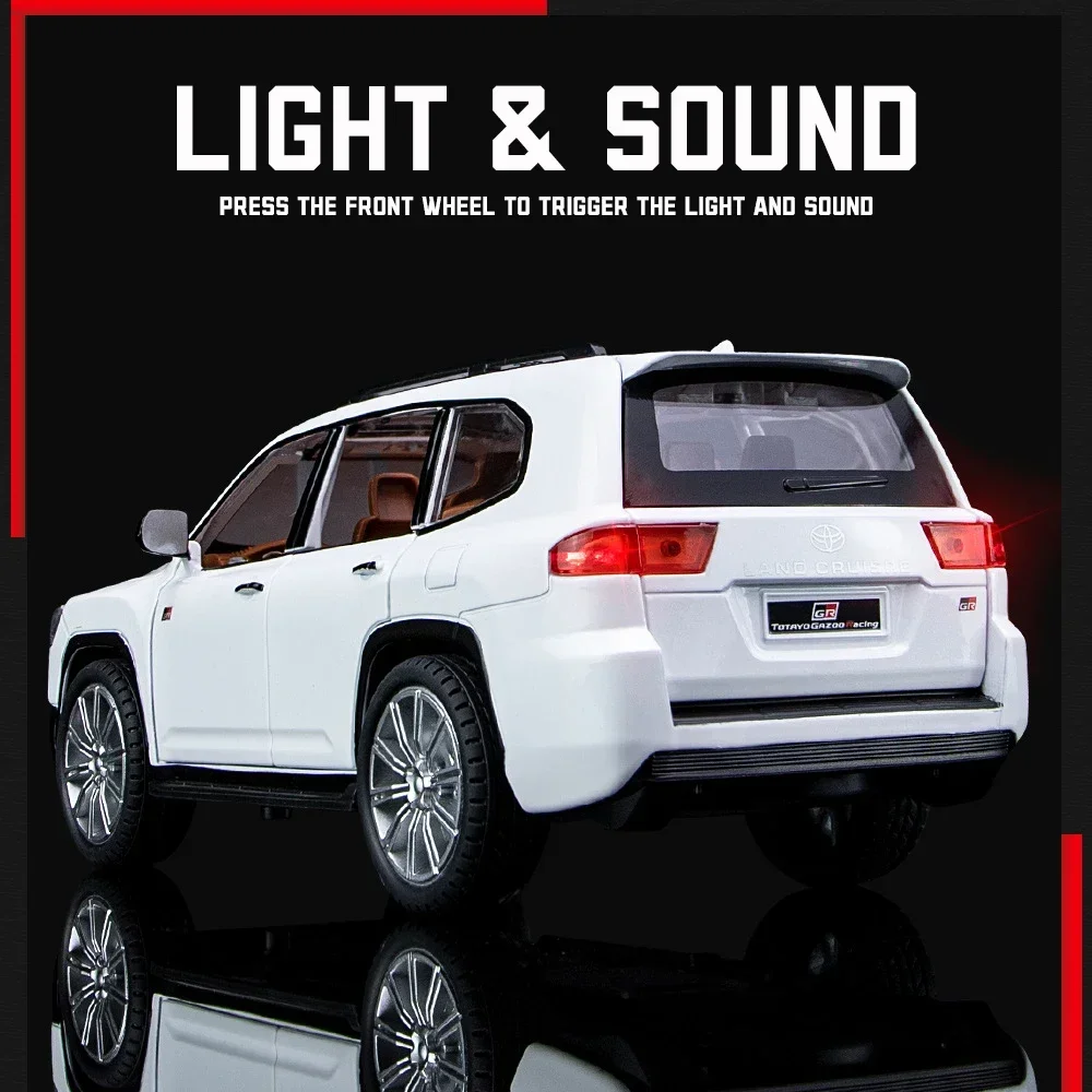 1:24 Toyota Land Cruiser LC300 GR Alloy Car Model Vehicles High Simulation Sound Light Diecast Car Collection Toys for Kids Gift