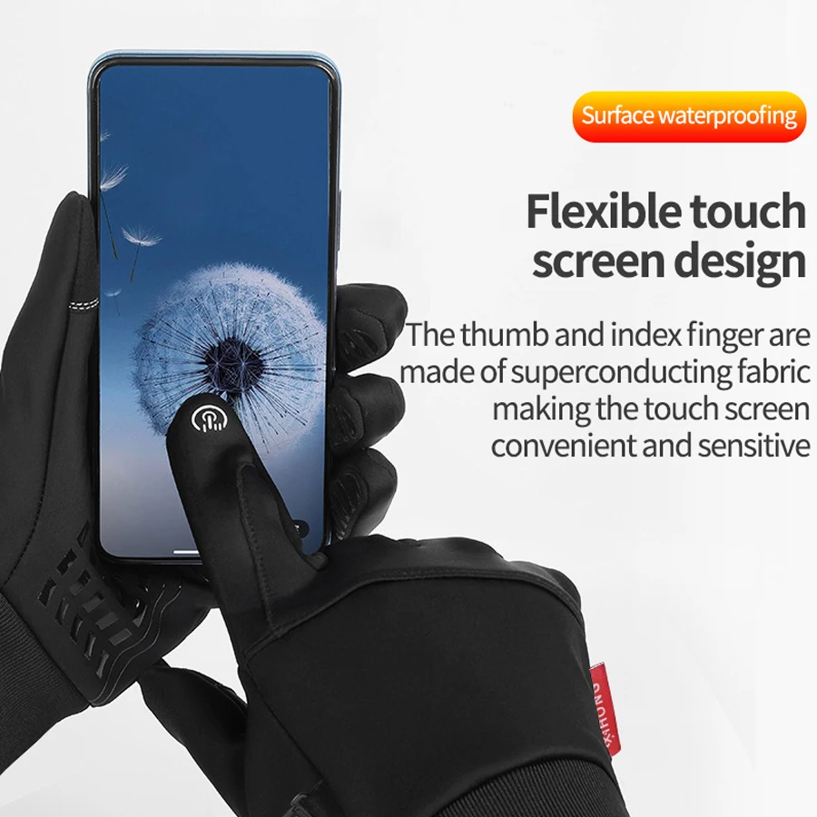 Outdoor-Motorradhandschuhe mit Winterisolierung und wasserdichter elektrischer Fahrradgriffabdeckung, Touchscreen-fähig, Vollfinger-Reitausrüstung – Detail 3