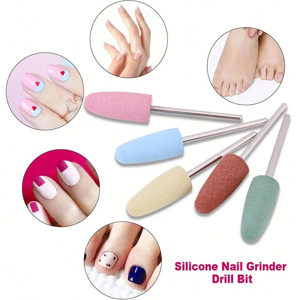 5 stks/set Rubber Siliconen Nail Boor Nail Buffer Rotary Burr Mills Cutter Voor Manicure Boor Accessoires Voet Polishingo \ l/