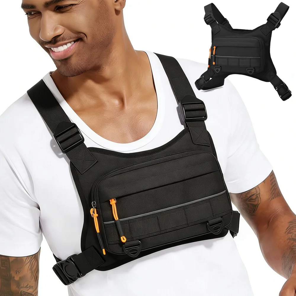 

Тактическая сумка-жилет на грудь для кемпинга и охоты, наплечная сумка для мужчин, для рыбалки и велоспорта, светоотражающий дорожный рюкзак, поясная сумка