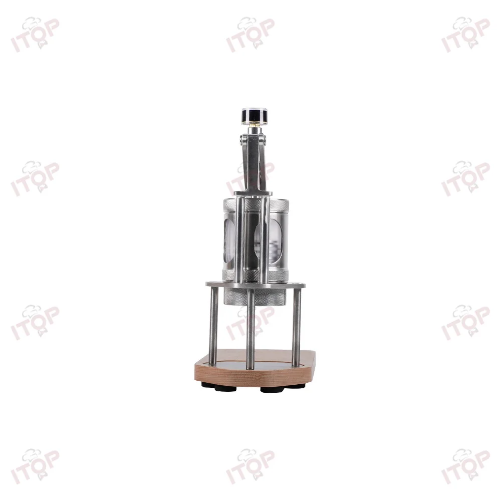 ماكينة صنع القهوة بالضغط اليدوي ماكينة القهوة للتخييم قابلة للفصل هيكل من الفولاذ المقاوم للصدأ + سعة قاعدة خشبية 80 مل HPEM-W1