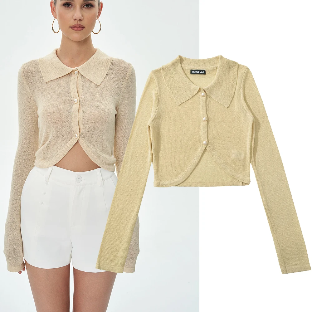 Faionable tricoté Cardigan pull pour femme H285 col rabattu 3 boutons rue Sle Long Sve longueur régulière