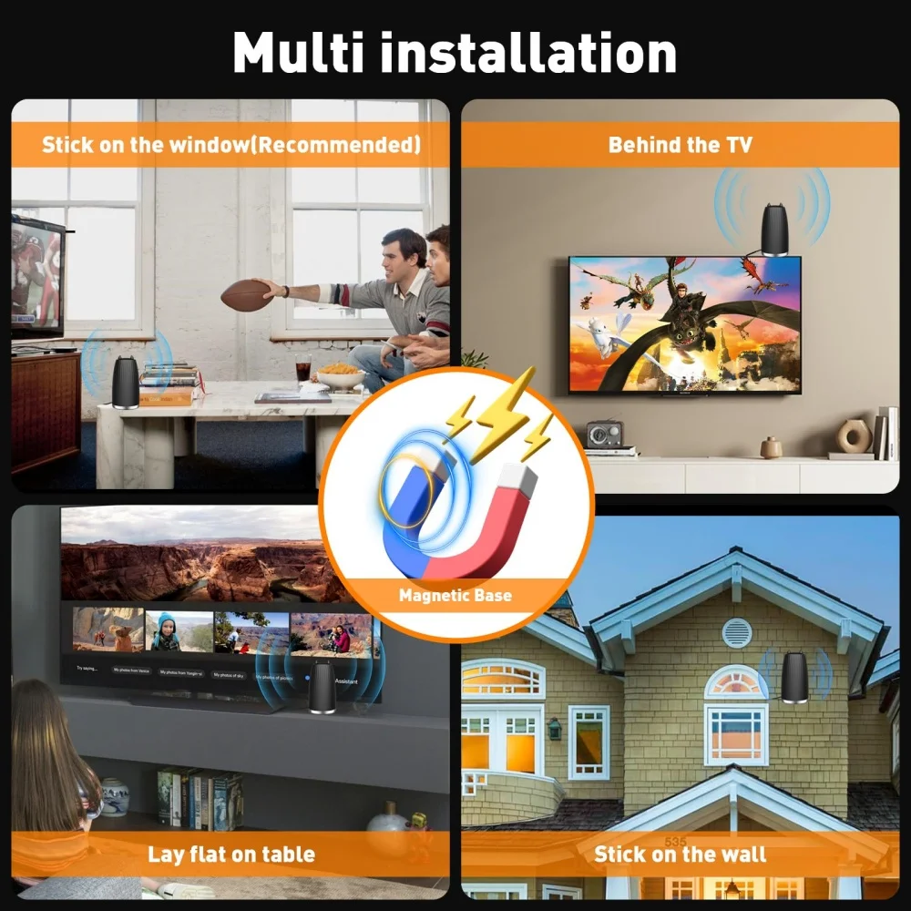 VUELVE High Gain TV Antenna Watch Local Channels Strong Signal Coverage HD 4K 1080P TV Antenna With Signal Amplifier for All TV