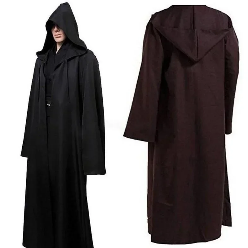 Robe de guerra étoile douce pour hommes, capa Jedi à capuche noire et marron con chapeau, disfraz de Cosplay para fiesta de hallo