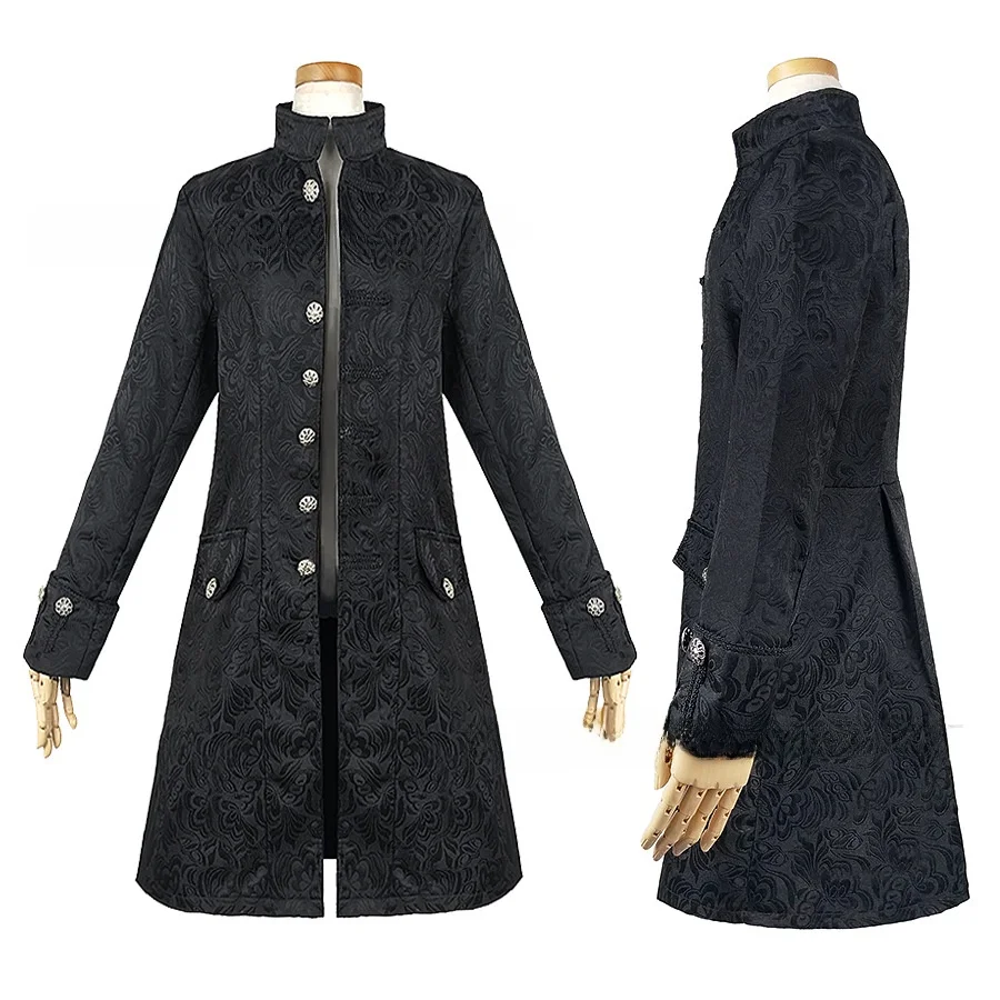 Sweet Men's Medieval Coat Jaet Long Retro loween Costume Men's Faion Outerwear Ideal for Stage Performances And Festiv...