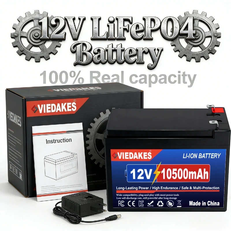 

Аккумулятор LiFePO4 12В 10.5Ач, реальная емкость, защита BMS, гарантия 2 года, перезаряжаемый, для кемпинга и электроинструментов