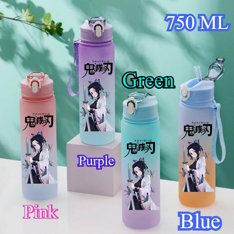 Demon Slayer Outdoor Sports 750ML Large Capacity Cartoon Portable Plastic Water Bottle Drinking Cup Tanjirou Nezuko Zenitsu Gift