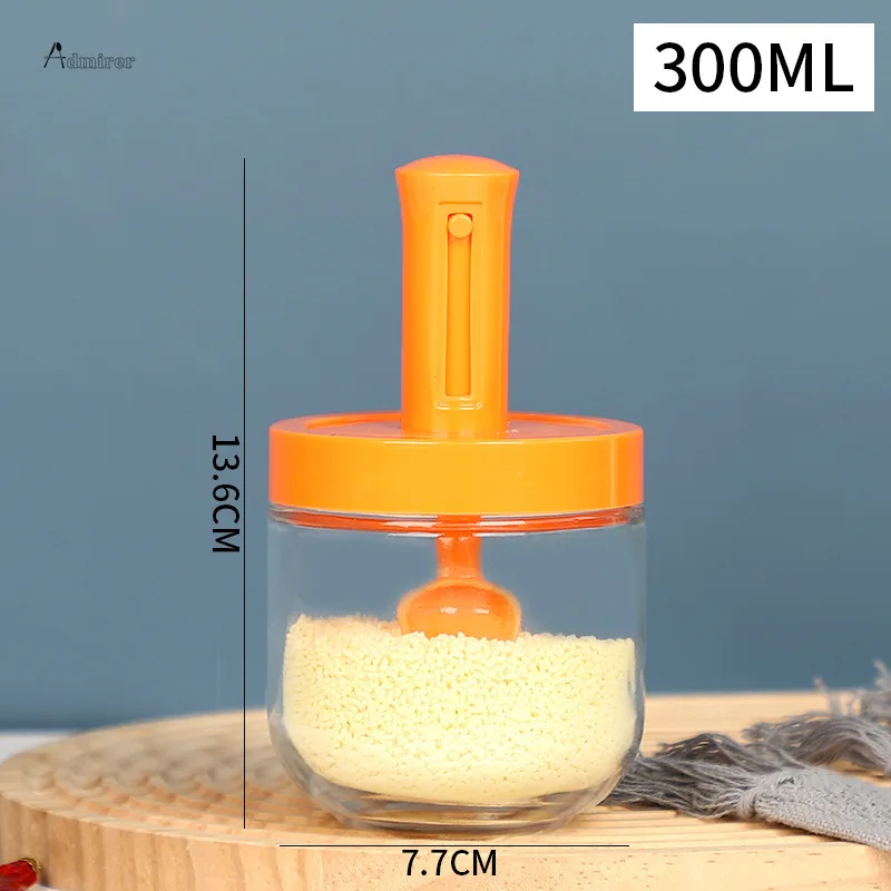 Protable Seasoning Box Condiment Canister Kitchen Glass Seasoning Bottle Salt Spice Container with Lid Spoon Sugar Bowl