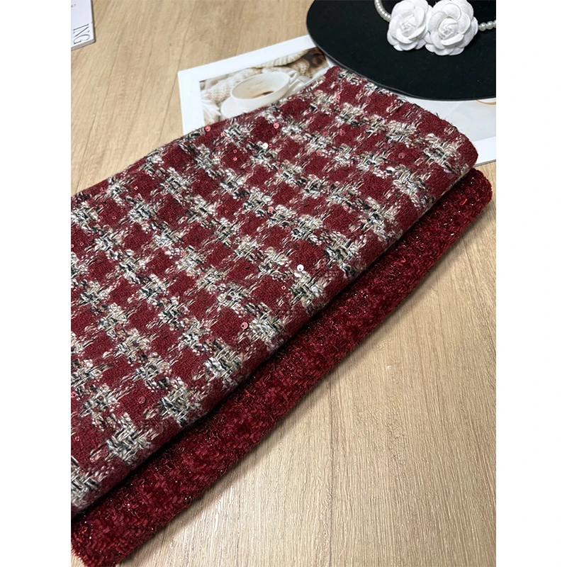 MEXZT Vintage Tweed Mini jupe femmes élégant rouge Plaid hanche portefeuille jupes hiver coréen taille haute mince conception une ligne Faldas nouveau