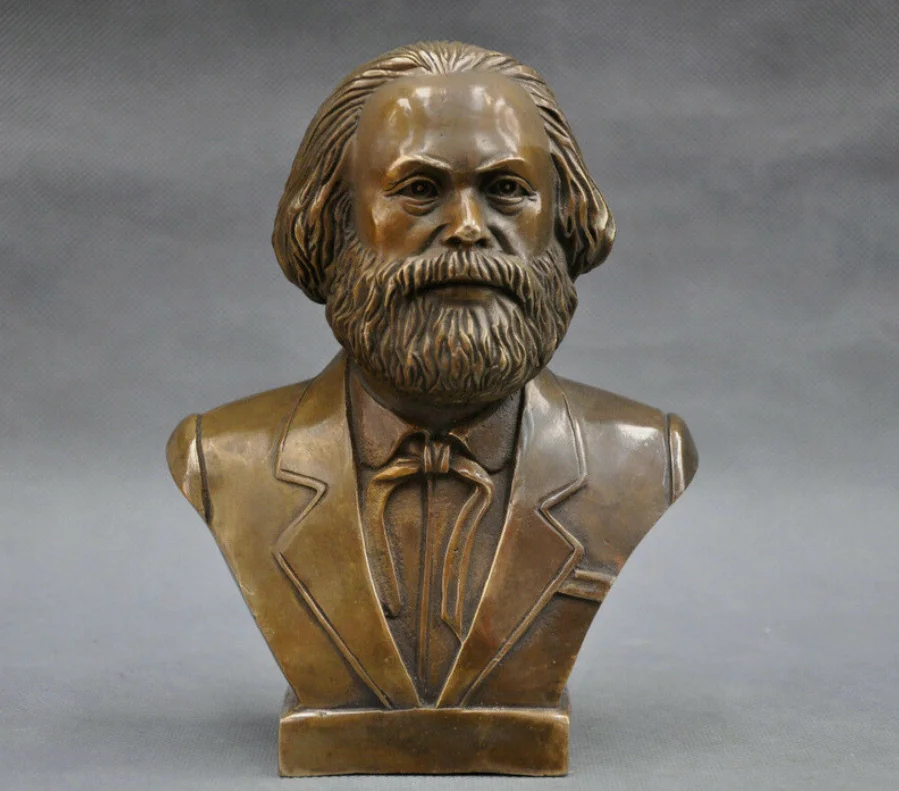 Bronze bust of the great German Communist Karl Marx antique decoration collect