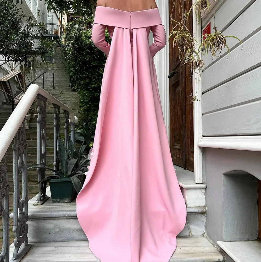 Evening Dress A-Line Fairy Garden Wedding Dress Strapless Jersey Detachable Sleeve Watteau Train Flowers Photo Color Zipper Back