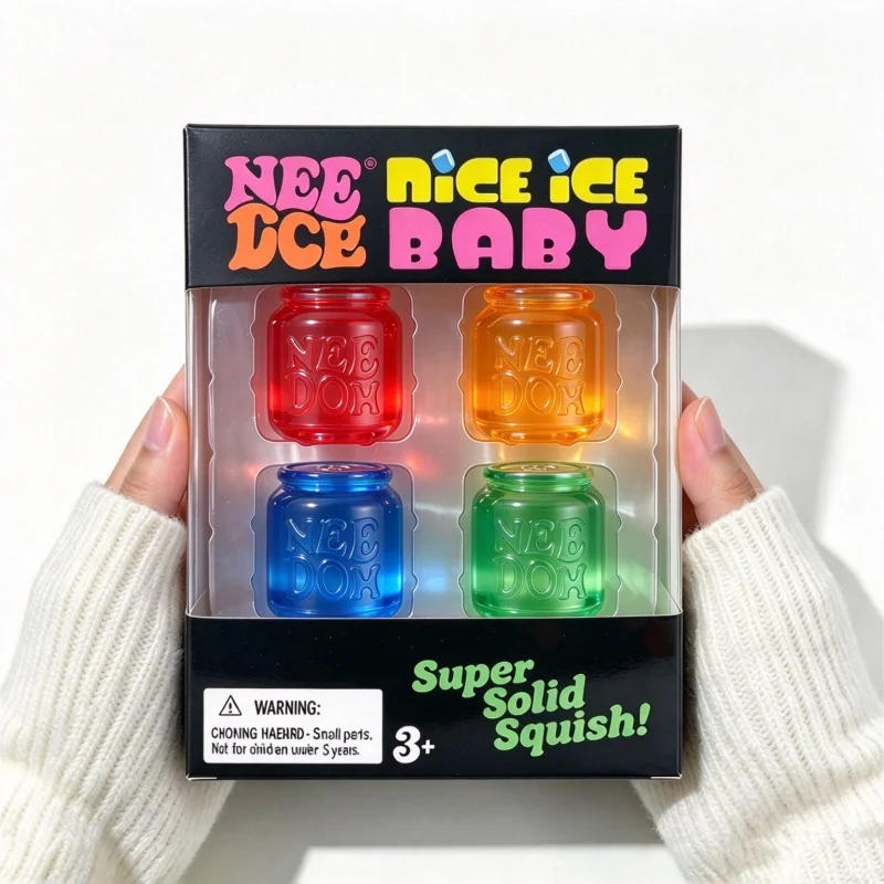 Needoh Nice Ice Mini 4 Pack Cola Drink Can Cube Slow Rebound Sensory Soothing Fidget Relief Anxiety Heal Relax for Adults Gift