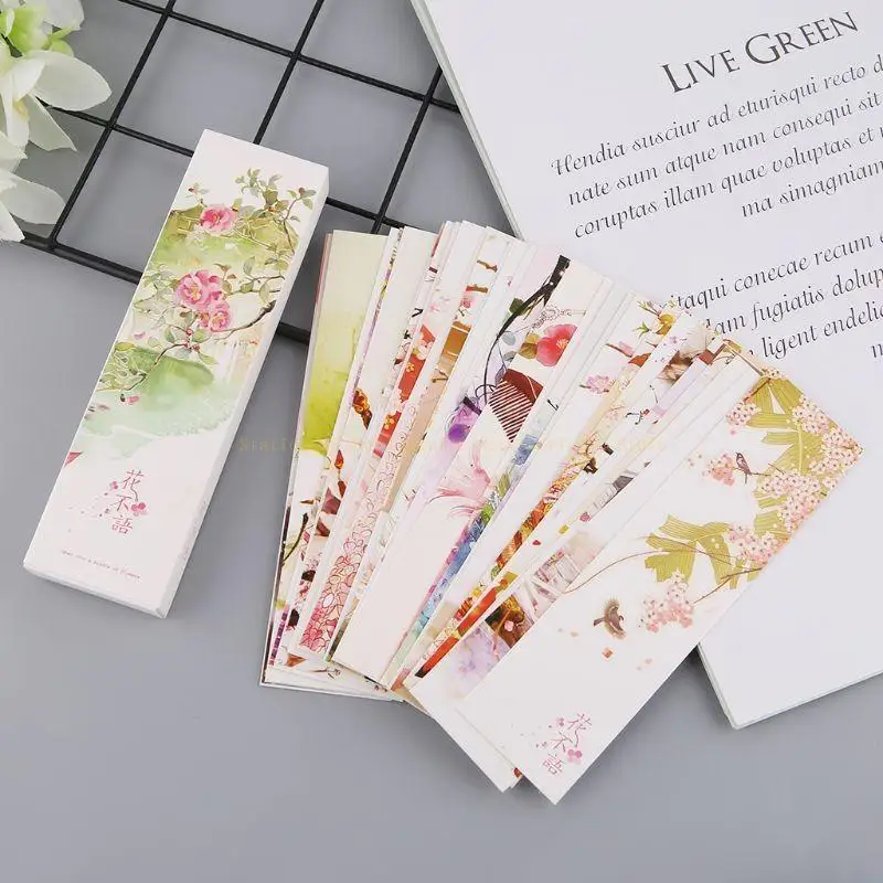 30pcs for Creative Chinese Paper Bookmarks Painting Cards Retro Beautiful