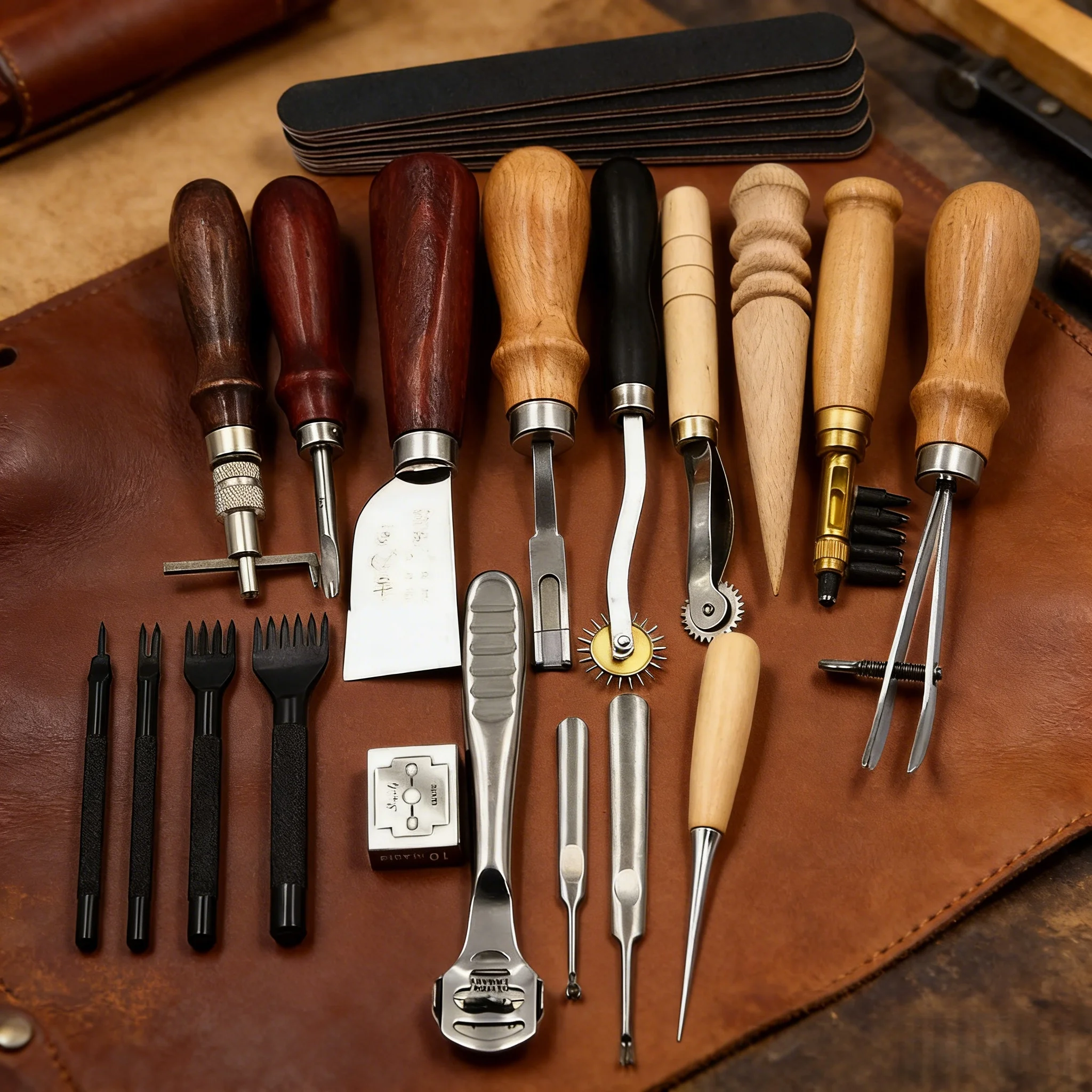 

Набор инструментов для работы с кожей своими руками, набор для изготовления кожаных изделий, набор для ручного шитья, набор для самостоятельного изготовления кожаных изделий ручной работы