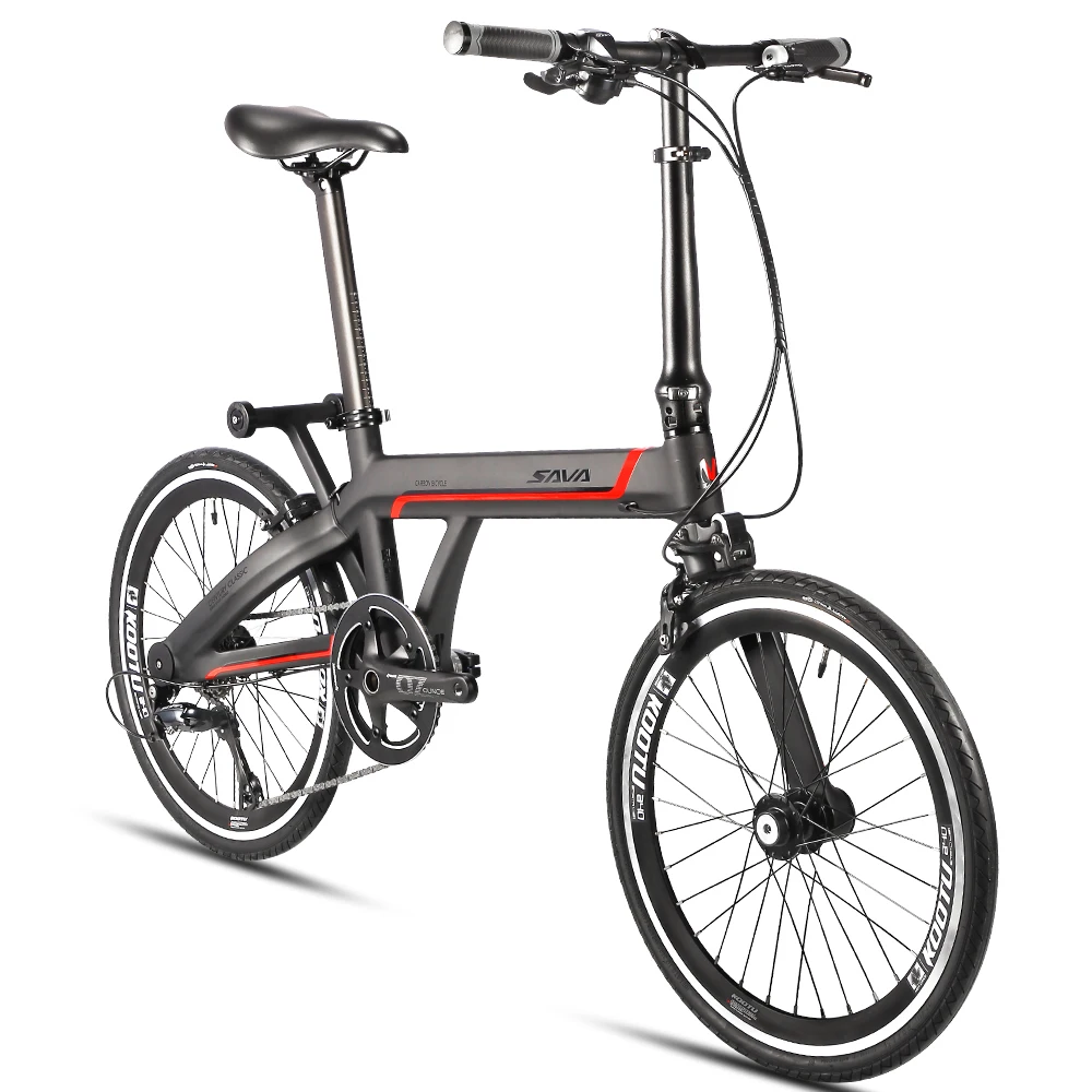 Sava Z3 Single Arm Carbon Fiber Folding Bicycle 9 Speed Bicycle 20 Inch Dual V-Brakes Folds Quickly