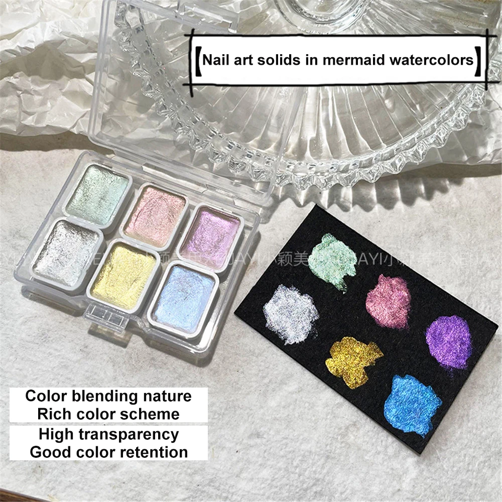 6 Farben bling festes Nagel Glitter Pulver reflektierende Aurora Kristall pigment hochwertige Opal Chrom Reib staub Maniküre Dekor