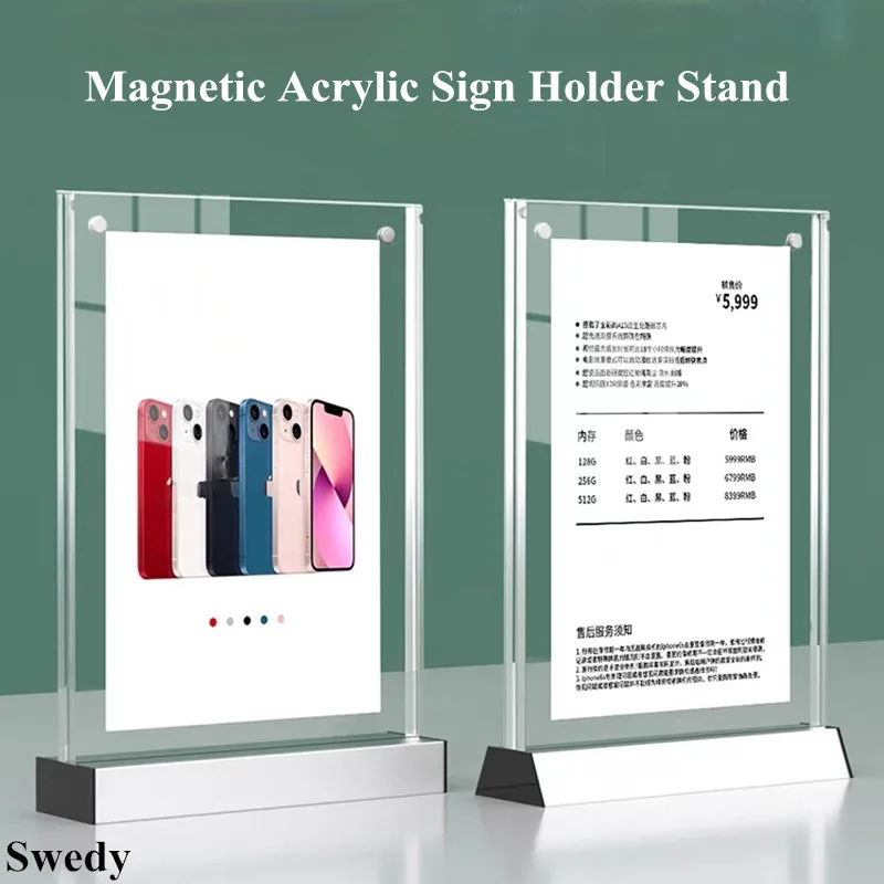 A4 210x297mm Aluminum Magnetic Picture Photo Poster Frame Acrylic Sign Holder Display Stand Menu Paper Holder Price Label Board