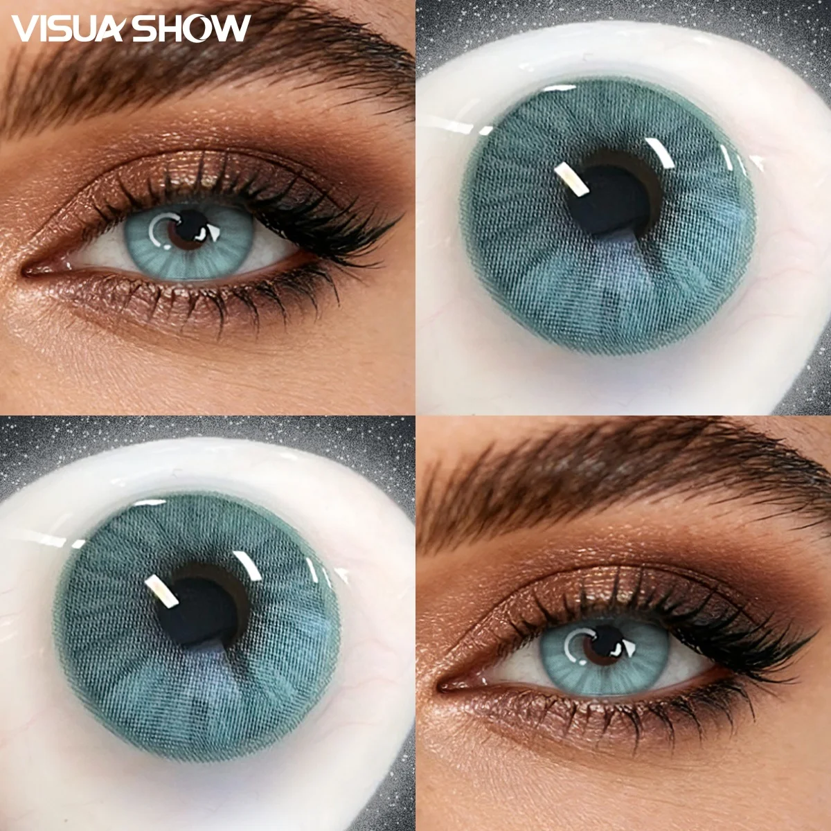 Visuashow Farbige Kontaktlinsen Meteor 2 Stück, Kleine Pupille, Halbjährlich Einweg, Leicht, Glatter Rand, Für Schüler, Tägliches Tragen, Zurück zur Schule, Natürliches aufhellendes Augen-Make-up – Detail 11