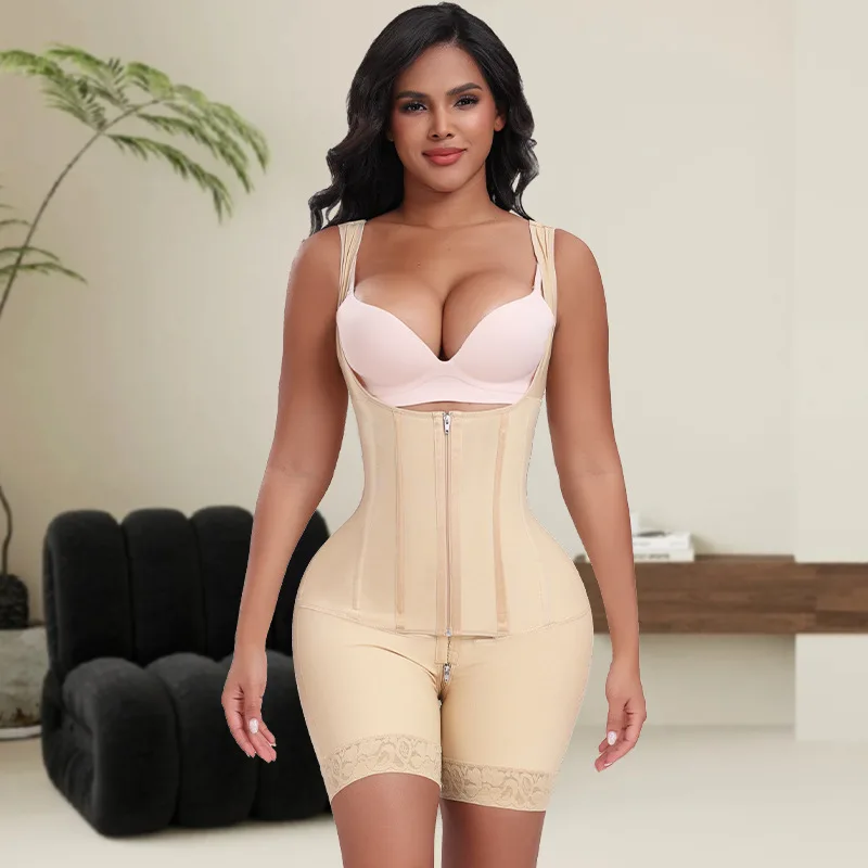 Women's post surgrey use Shapewear hip lift chest double open crotch belly holding pants Shapewear high waist breasted shapewear