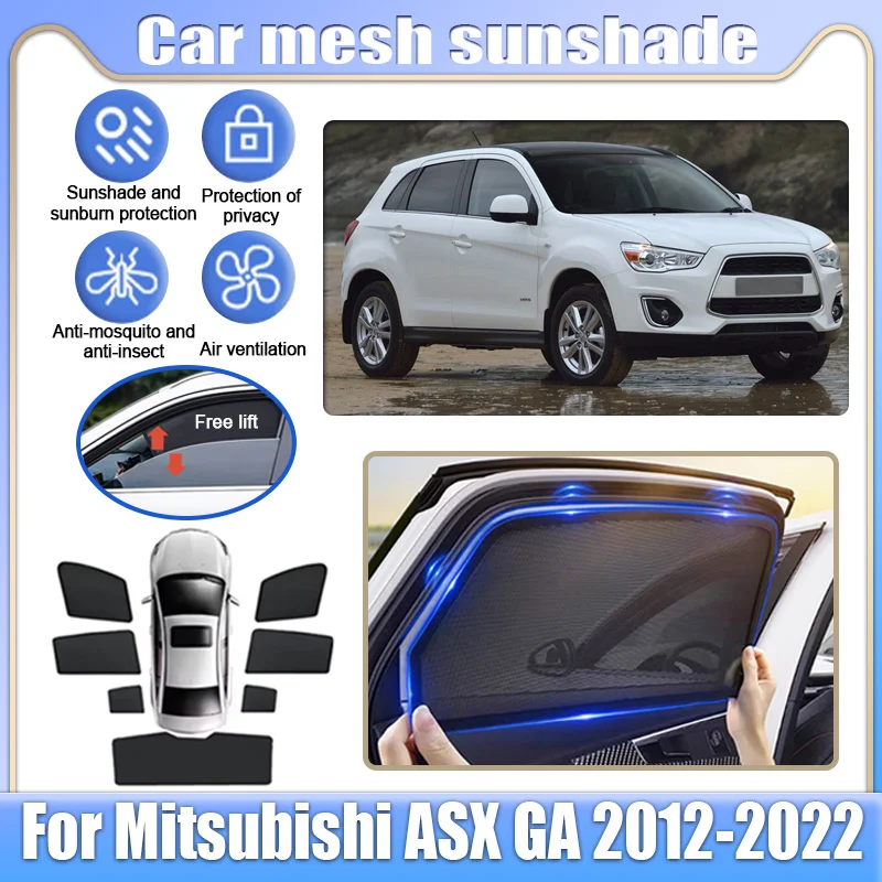 For Mitsubishi ASX Accessories RVR GA 2012-2022 Car Front Rear Window Screen Anti UV Sun Shades Covers Visors Light Shield Mesh