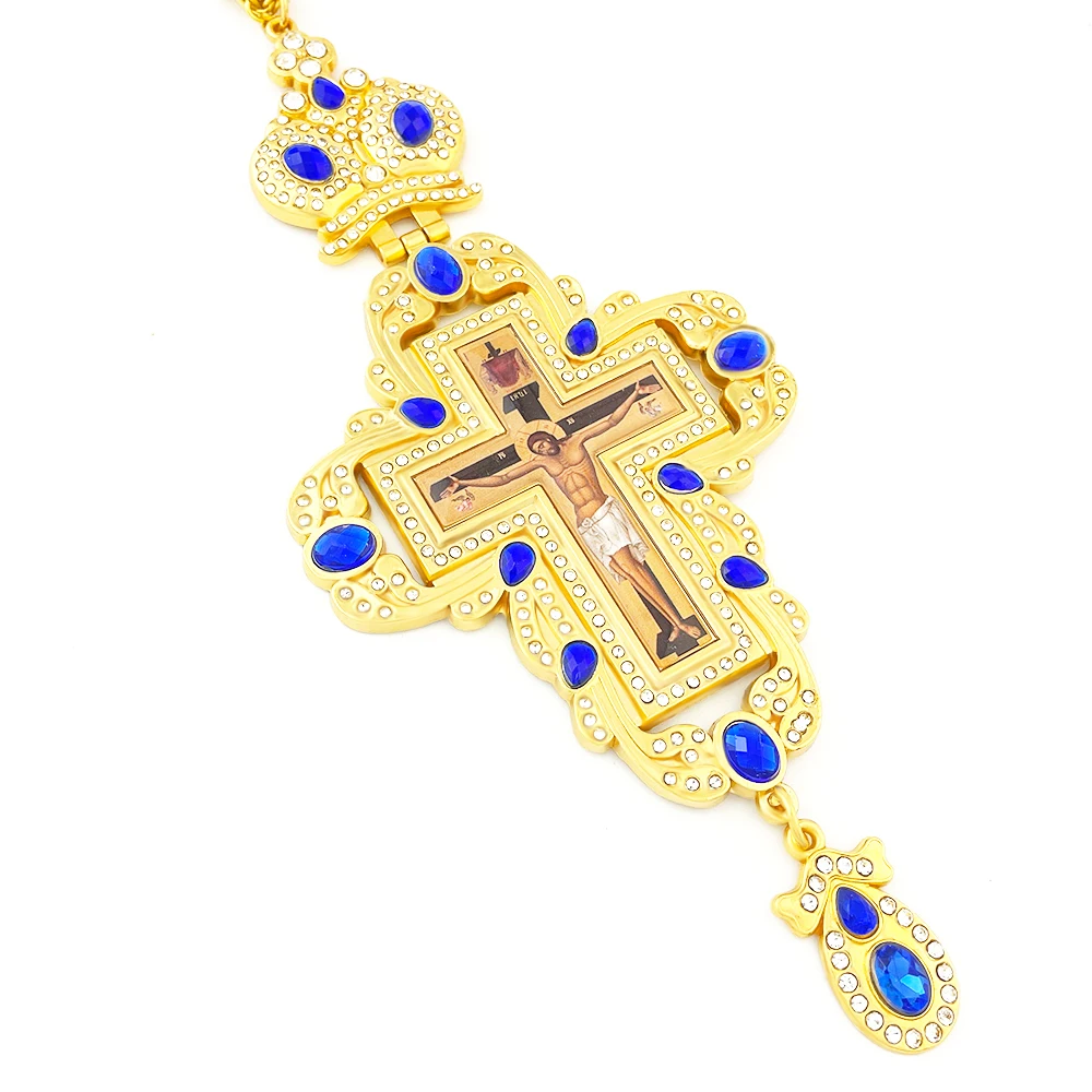 Brustkreuz Orthodoxe Jesus-Halskette Katholisches Kruzifix Brustkreuz Goldanhänger Kreuzkette Religiöser Schmuck крест кулон – Detail 5