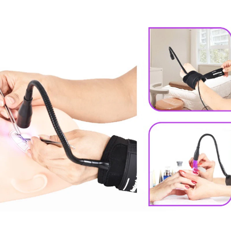 

New UV Eyelash Glue Quick Drying Lamp Beauty Nail and Eyelash Quick Cure Machine Portable Wrist UV Cure Lamp