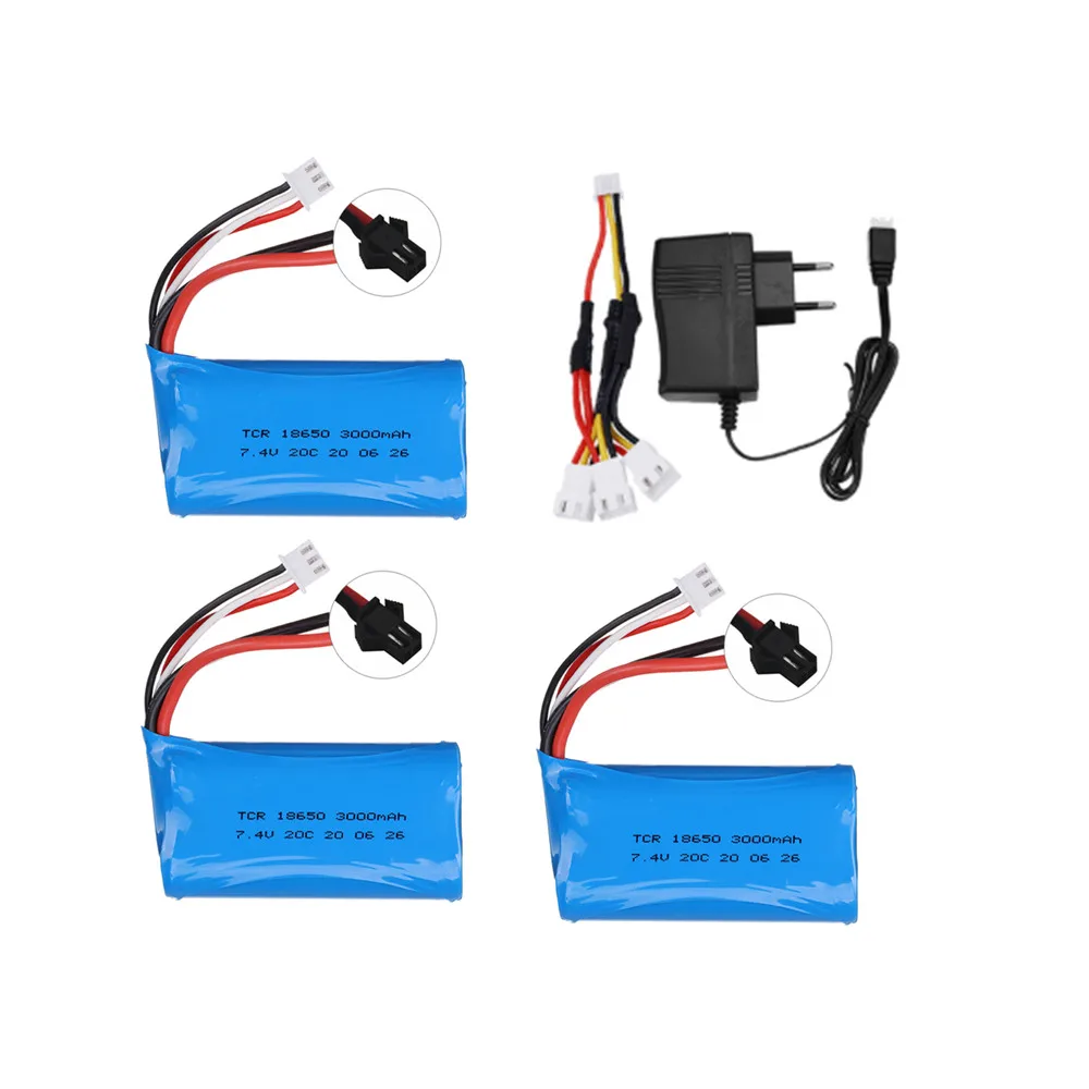 7.4V 3000mAh lipo Battery 18650 SM for wltoys 104310 104311 S033g Q1 H101 18301/18302 18311 18312 Rc Boats Cars Tanks Drone Part