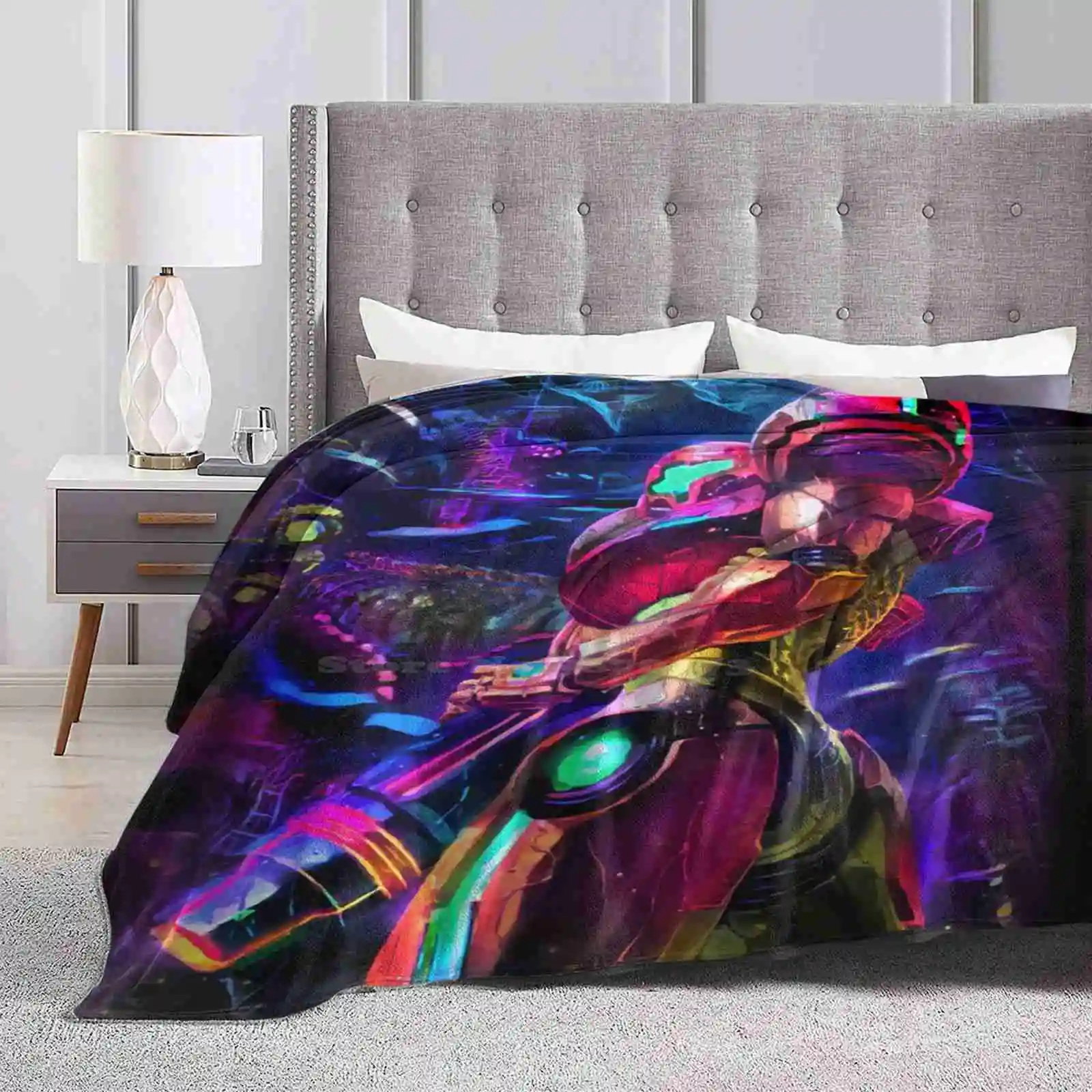 Samus Aran Metroid All Sizes Soft Cover Blanket Home Decor Bedding Super Smash Bros Samus Aran Gaming Videogames Space Gamer