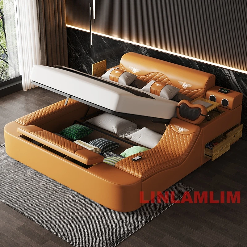 MANBAS MULTIFUNCTIONAL SMART BED | FUTURISTIC FURNITURE | Tech Smart Bed 2 People | Ultimate Massage Tatami Genuine Leather Bed