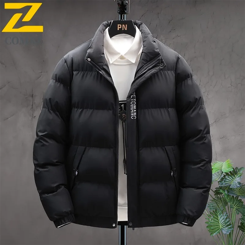 COMXZ New Men Winter Cotton Coat 2025 Classic Short Stand Collar Thickened Padding Coat Korean Style Trendy Handsome Winter Wear