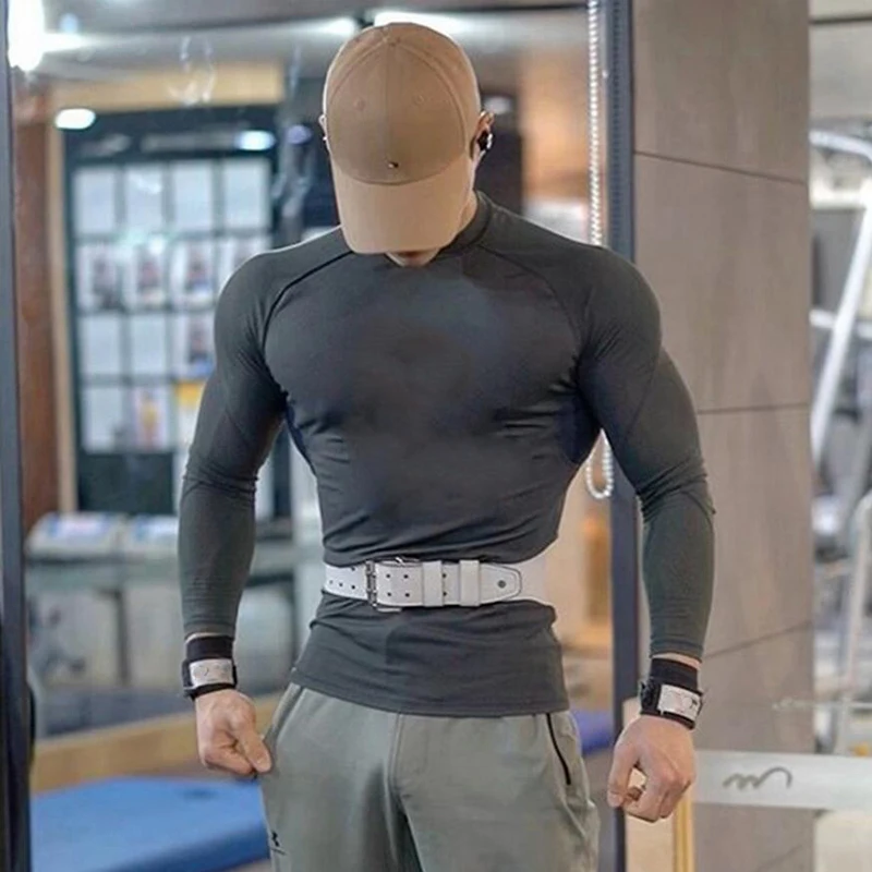 

Spring and Autumn Running Mens O-neck Quick Dry Long Sleeve Compression Shirt Tight Sportswear Gym Fitness Quick-drying T-Shirts
