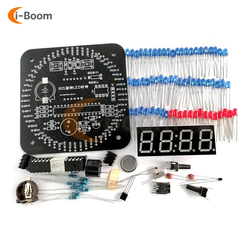 DS1302 Electronic Digital Clock DIY Kit Time Adjustable Temperature Display Alarm Clock Function With Cool LED Flowing Light