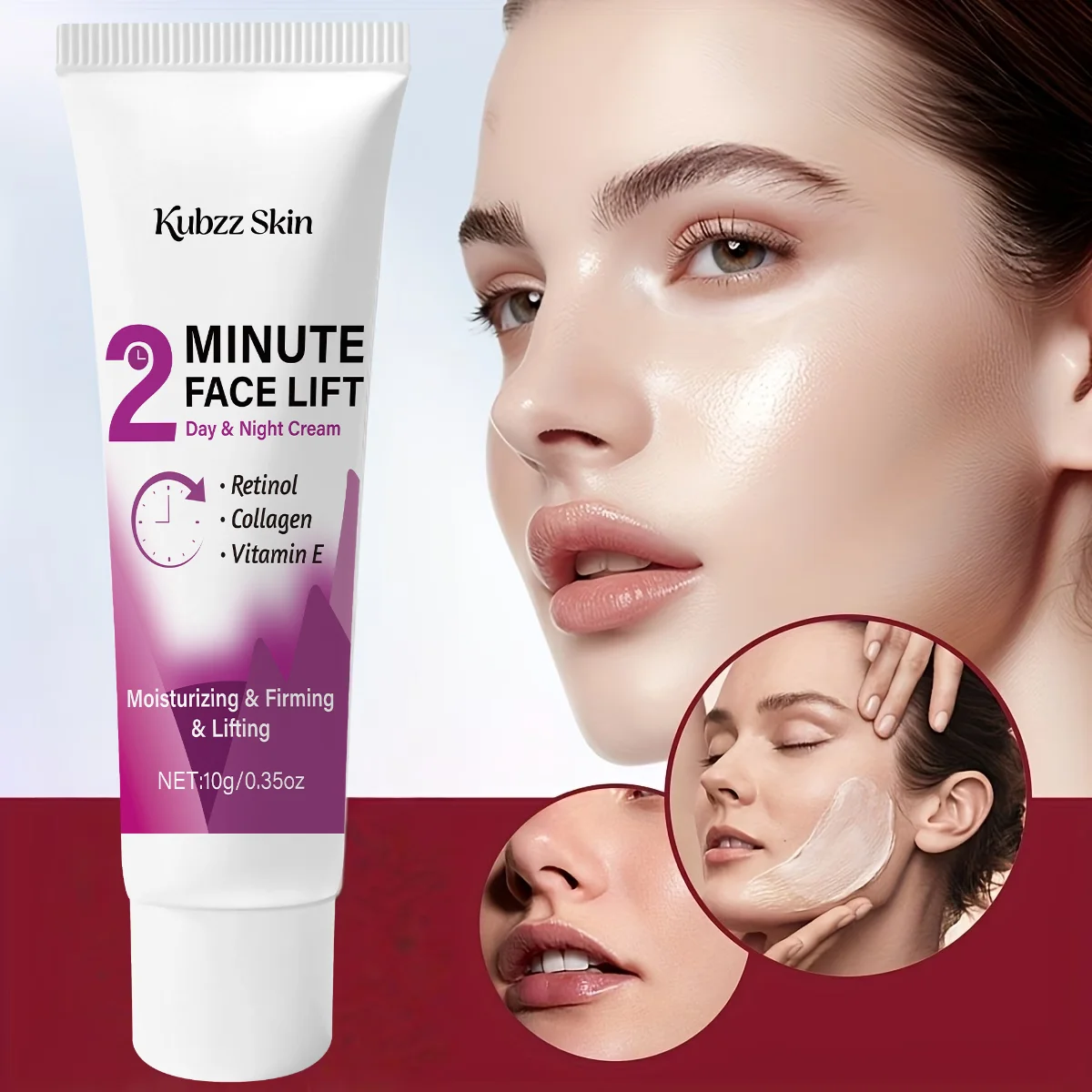 2-Minute Facial Lifting Day and Night Cream - Collagen Lifting and Firming Cream, Contains Retinol, Collagen, Turmeric, Hyaluronic Acid, and Vitamin C - Moisturizing and Smoothing, Suitable for All Skin Types, Alcohol-Free, 48-Hour Hydration, 10g Small Size, Easy to Carry, for Lifting at Any Time