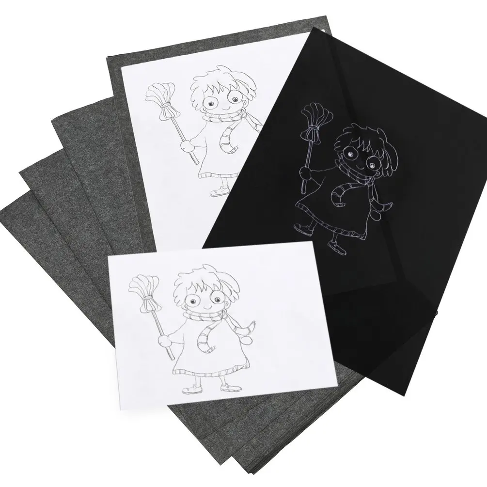50PCS A4 Schwarz Carbon Papier Lesbar Graphit Transfer Tracing Malerei Wiederverwendbare Kunst Oberflächen Kopierpapier Dropshipping Großhandel – Detail 6