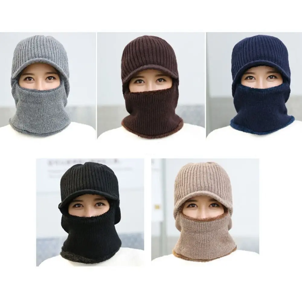 New Winter Warm Hat Outdoor Riding Thickned Ears Protection Cap Plush Cold Proof Knitted Hat