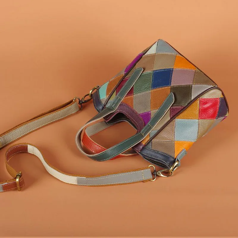LOMANTINA Women Genuine Leather Handbags Luxury Female Designer Tote Bags Messenger Colorful Fashion Large Purses And Handbags