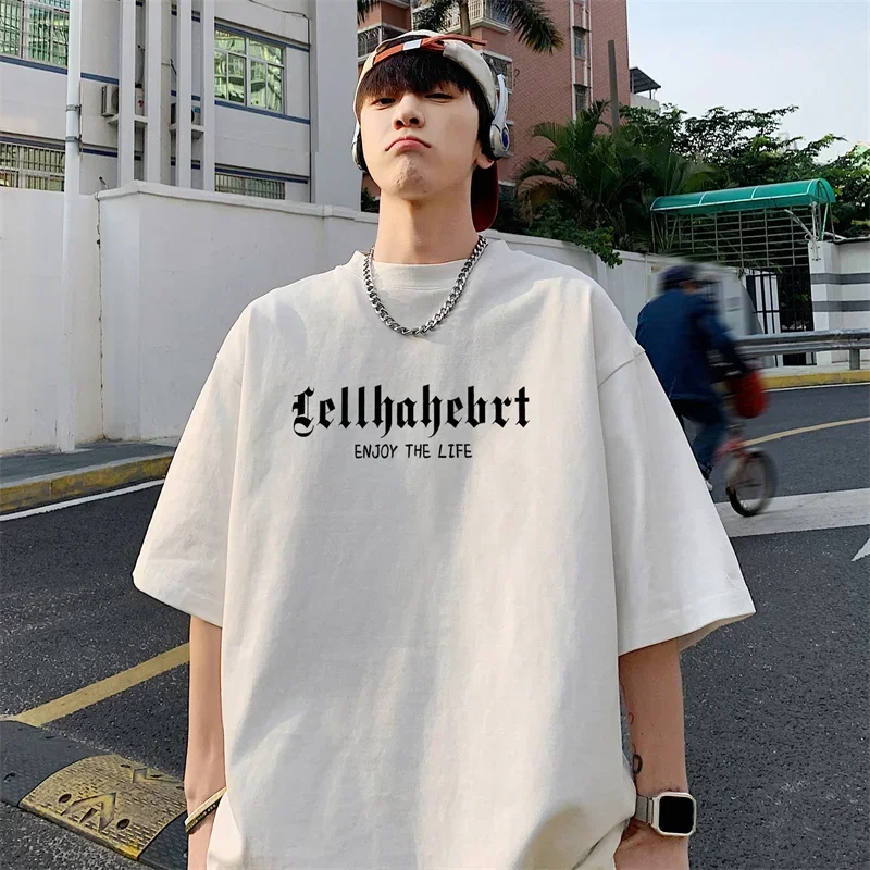 

Men's T-shirts Oversized Casual Summer Wear White 5XL Cotton Tshirt for Men Fashion Letter Print Mens Tee Shirts New Clothes