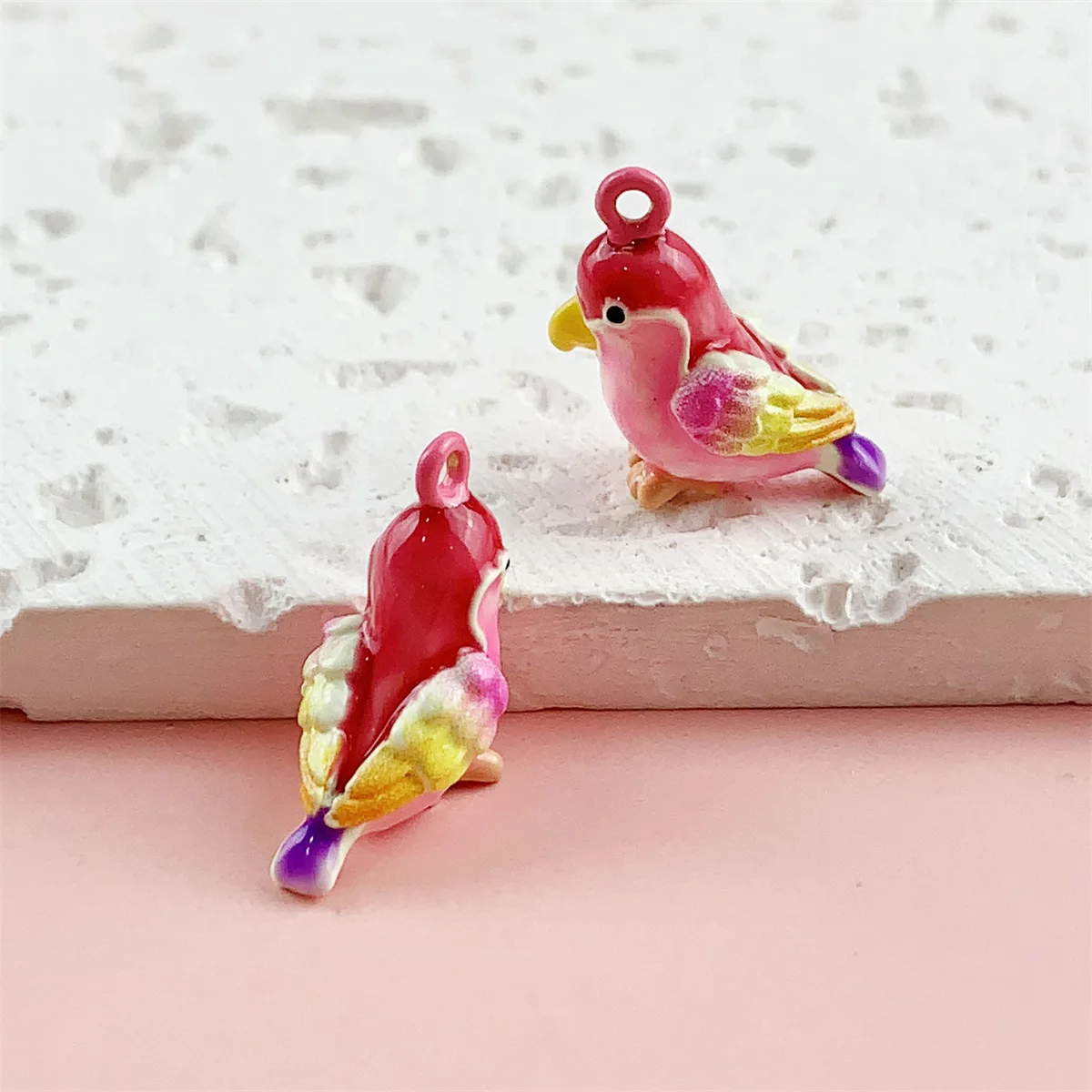 14pcs DIY Mix Alloy Oil-drop Solid Colorful Parrot Pendant Jewelry Accessories Bracelet Earrings