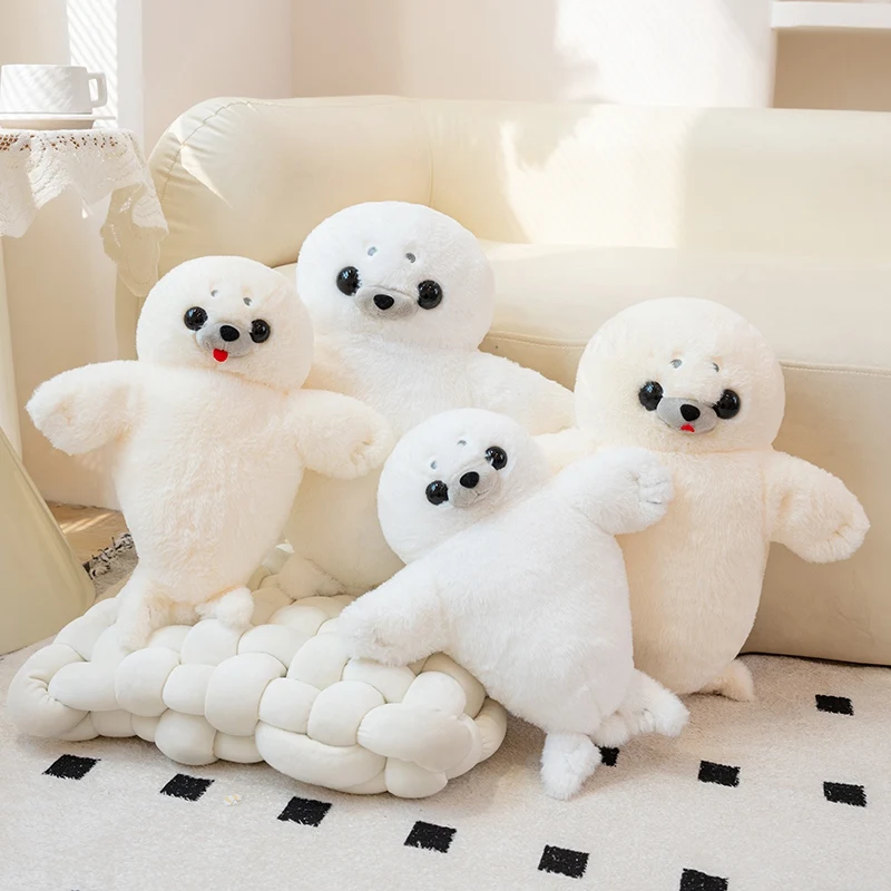 35/45cm Comfortable White Seal Plush Doll Cute Expression Plush Toy Soft Stuffed Animal Throw Pillow Kid Birthday Gift