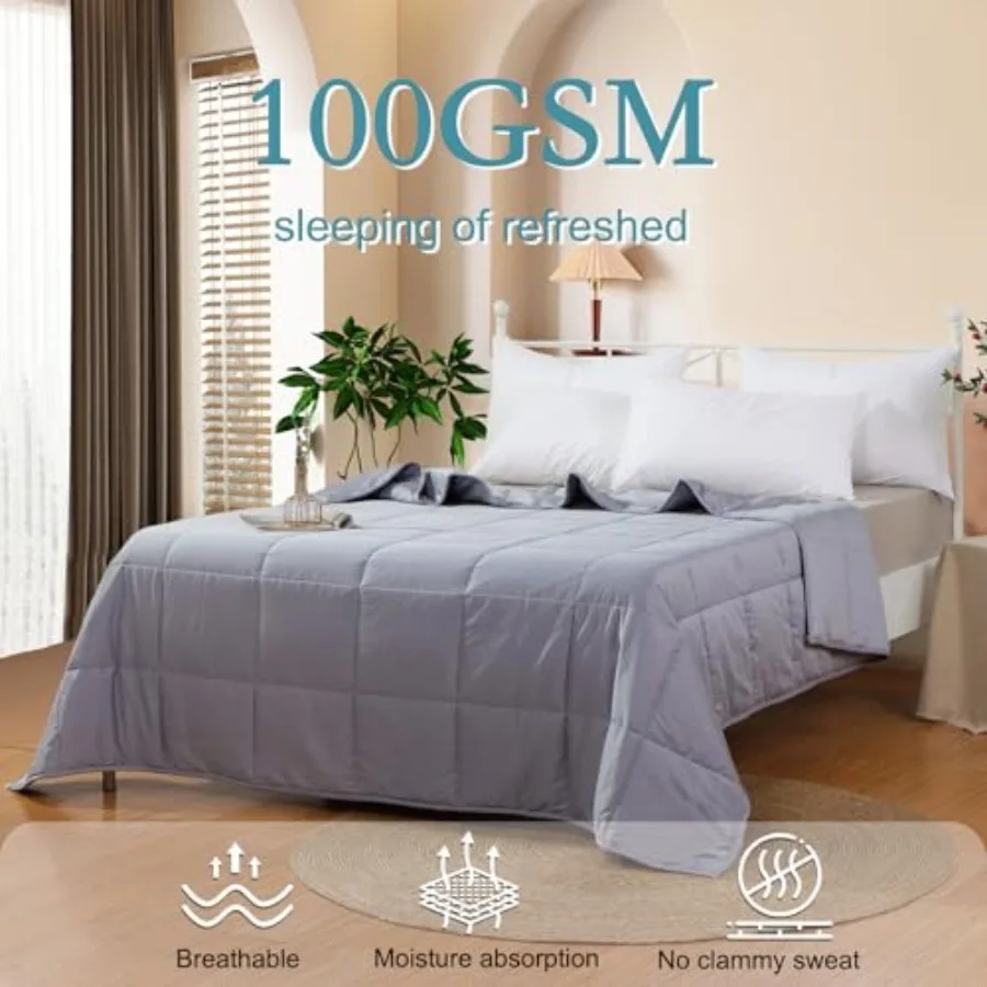 Summer Lightweight Wool Comforter - Breathable and Thin Duvet Insert for Hot Sleepers 100% Australian Wool Filling 100gsm with