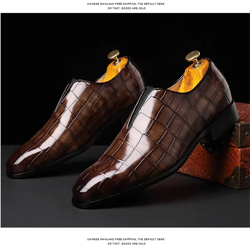 Designer Green Blue Brown Black Alligator Print Casual Leather Shoes For Men Loafter Formal Wedding Dress Homecoming Zapatos
