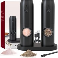 Electric Salt and Pepper Grinder Set of 2, Automatic Pepper Mill,USB Rechargeable, Adjustable Coarseness, One-handed Operation