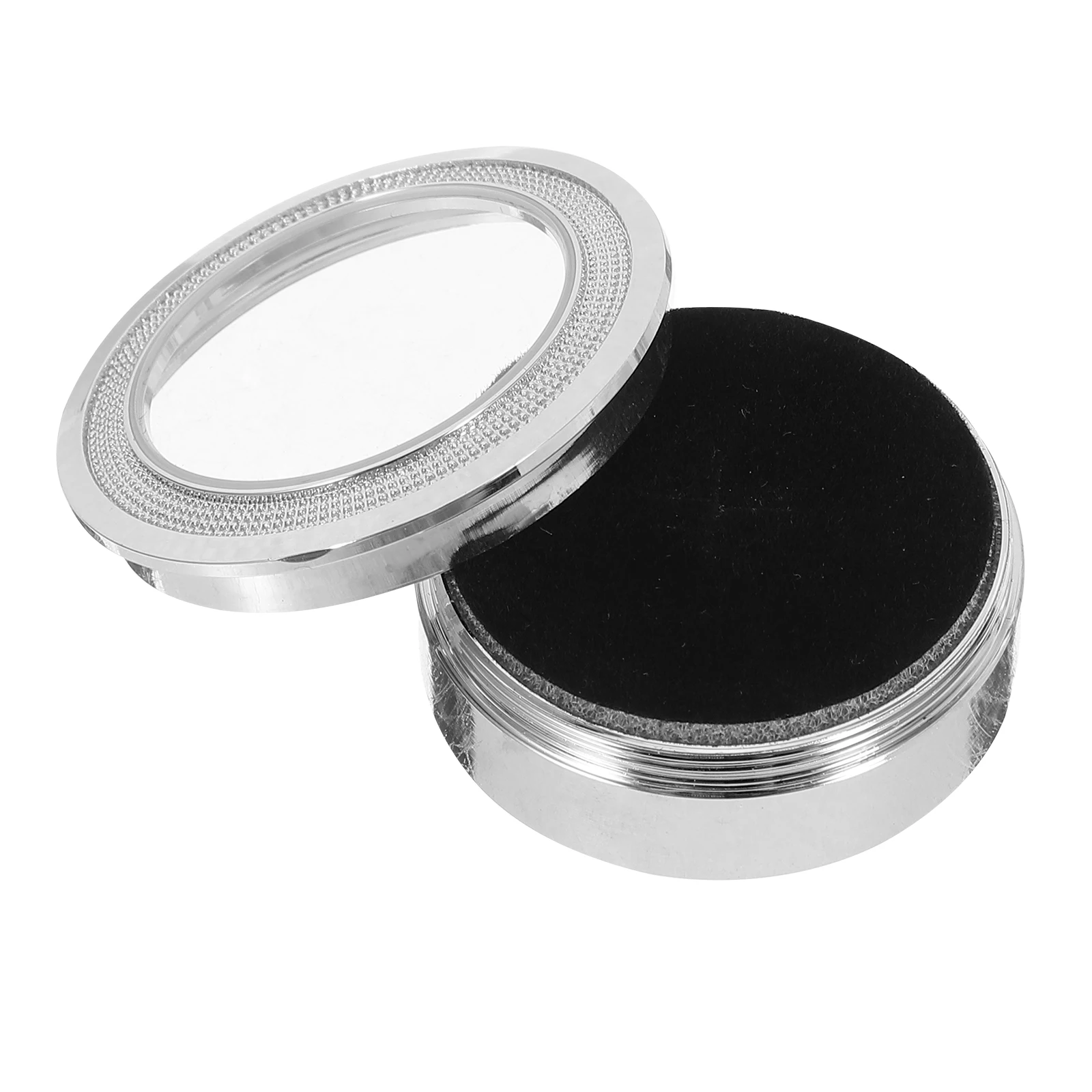 

Diamond Display Trinket Box Metal Display Box Round Gemstone Case Transparent Lid Jewelry Boxes Storage Container